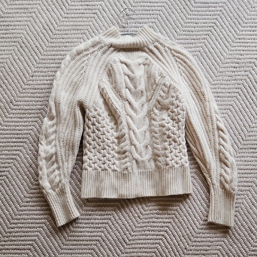 Banana Republic Cream Cable Heavyweight Knit 100% Cashmere Sweater S - Picture 4 of 4